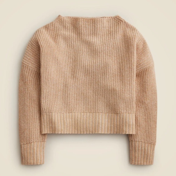 New JCREW Size S Ribbed Funnelneck Sweater Linen Cotton Blend Soft Khaki Bone - Picture 1 of 6